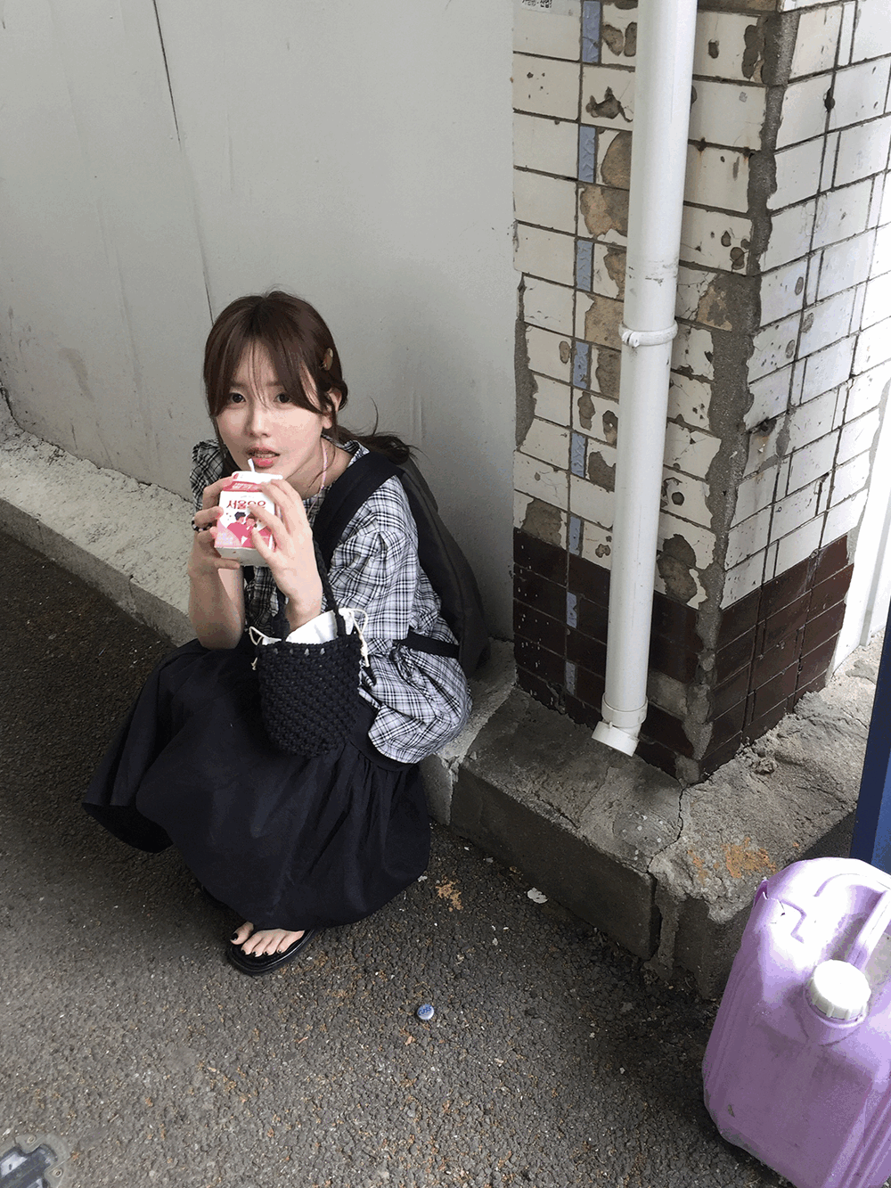 다낭 셔링 체크 블라우스 (2c)