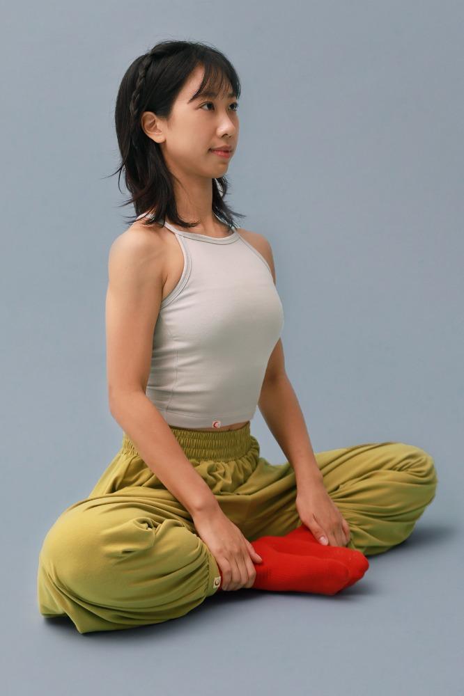 Purva long bra top [ cloud gray ]