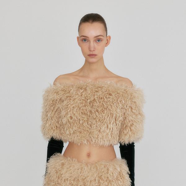 ZUFFIA Fur Cropped Top - Beige