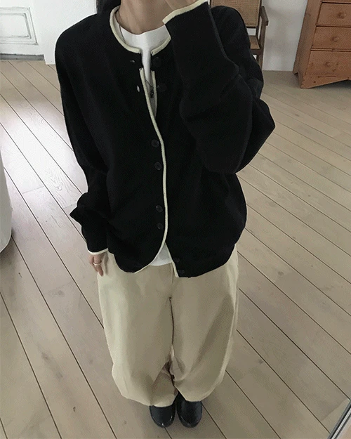 [unisex] 포인트 라인 라운드 가디건