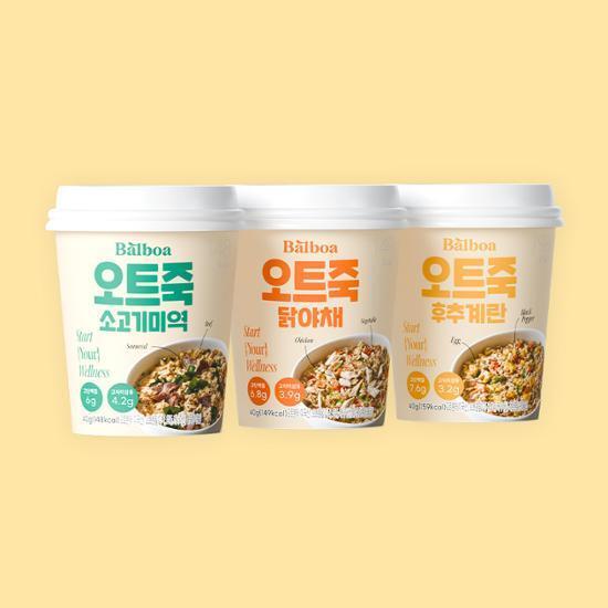 [NEW/죽]발보아 오트죽 40g 3종 택1 (소고기미역/닭야채/후추계란)