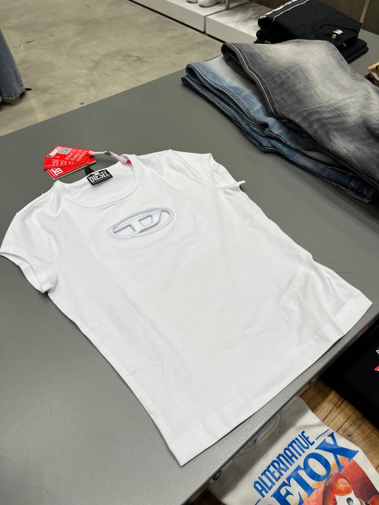 디젤 피카부 로고 반팔 티셔츠 화이트 T-Angie A062680AFAA