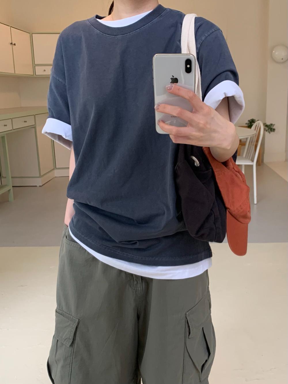 피그먼트 오버핏 반팔티