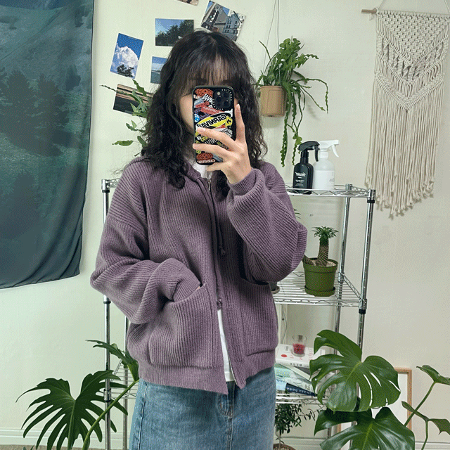 콩콩 니트 후드집업 (3color)