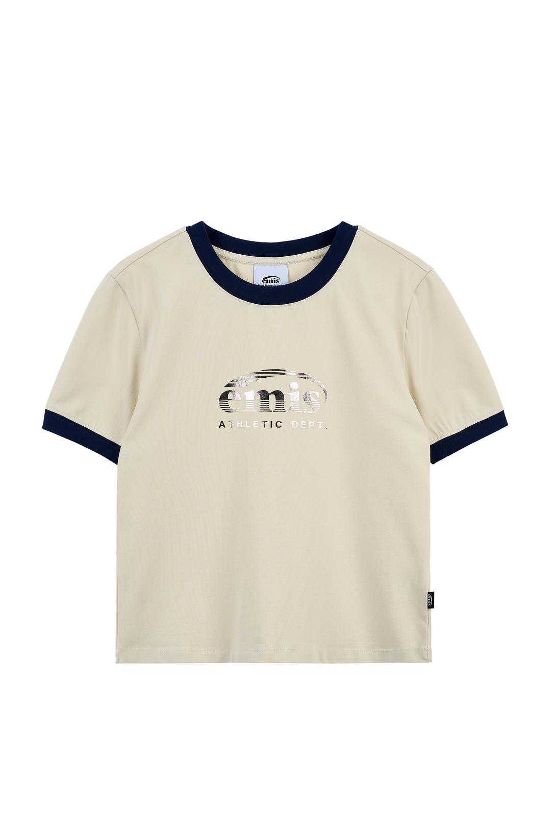 RINGER SPORTY T-SHIRT-CREAM/NAVY