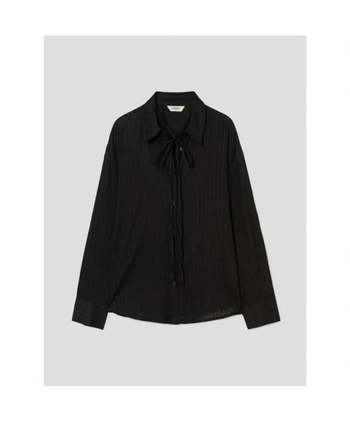 도비 리본 셔츠  블랙