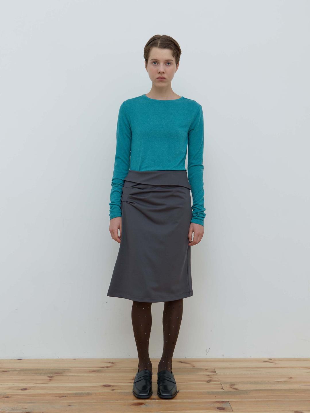 [10.17 순차출고_1차 리오더] PIN TUCK JERSEY SKIRT_CHARCOAL