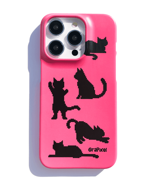 고양이 실루엣 (핑크) 하드 폰케이스