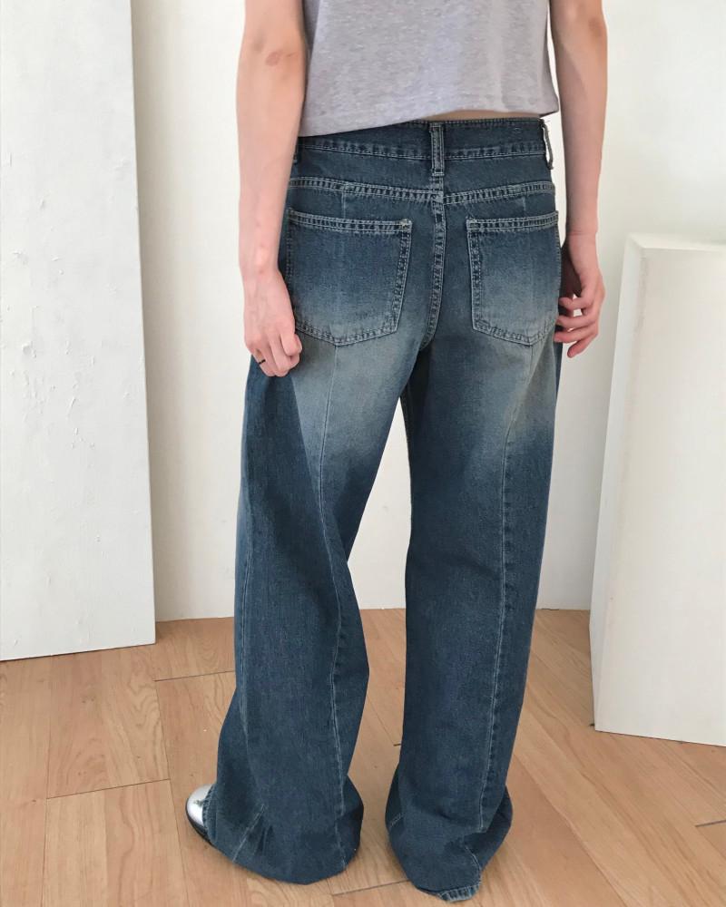 Derek pants 데릭 팬츠 데님 절개 포인트 와이드 워싱 여름