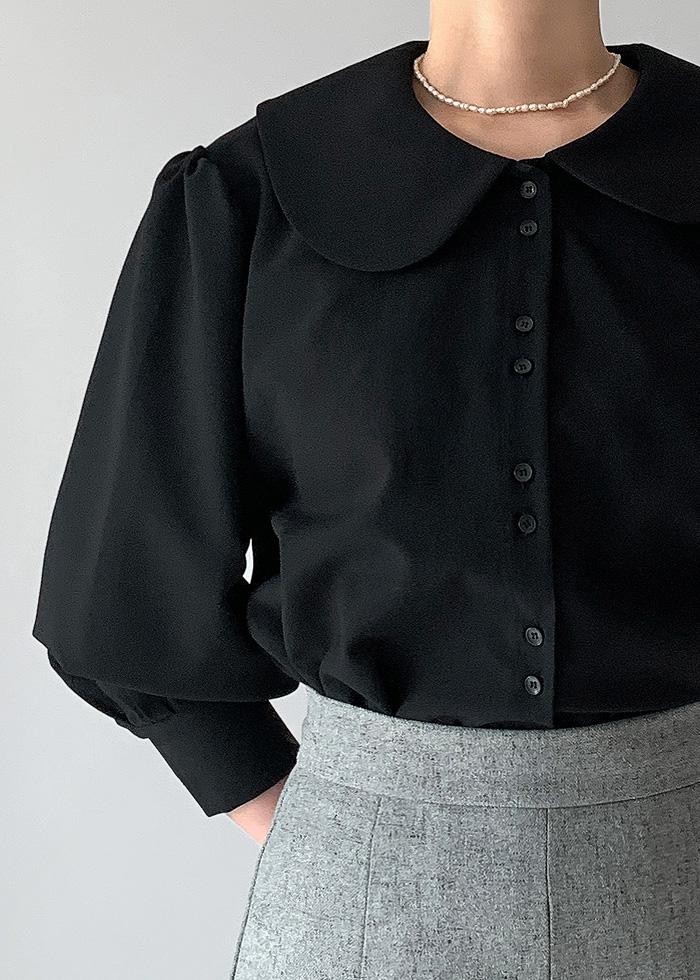 차우 둥근 카라 블라우스(앞, 뒤 착용가능)