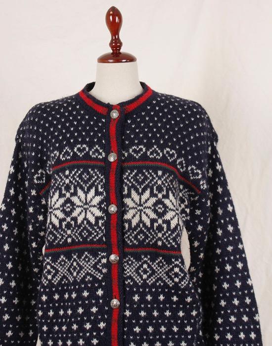 VINTAGE L.L.BEAN NORDIC KNIT CARDIGAN ( MADE IN U.S.A, M size )