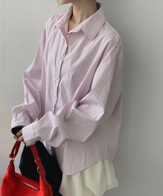 데일리쥬 부르브 스트라이프 루즈핏 셔츠