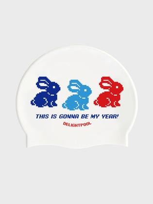 Triple Rabbits swim cap - Blue