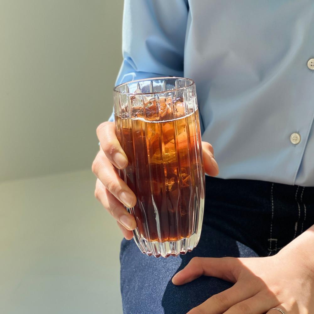 플리츠 하이볼잔 맥주잔 아이스커피잔 카페 유리컵 360ml