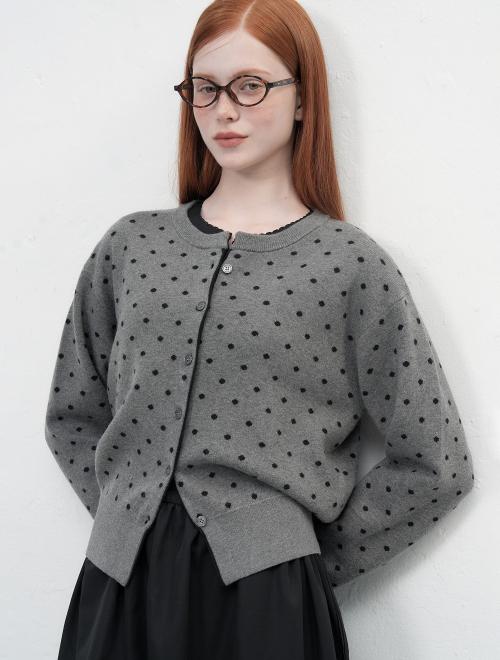 세미 루즈핏 도트 가디건 [CHARCOAL] / WBE3L04511