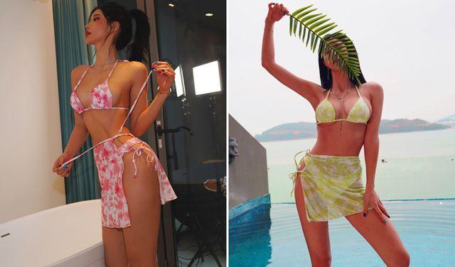 [당일발송/sale] 마블 쥬시 비키니 랩 스커트 세트 (3피스)