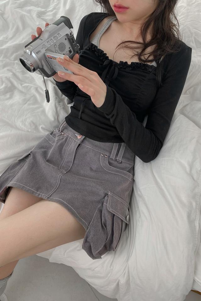 ★韓国人気★MIAE★Miae rose satin set - skirt MIAE】Miae rose satin skirt ミニスカート
