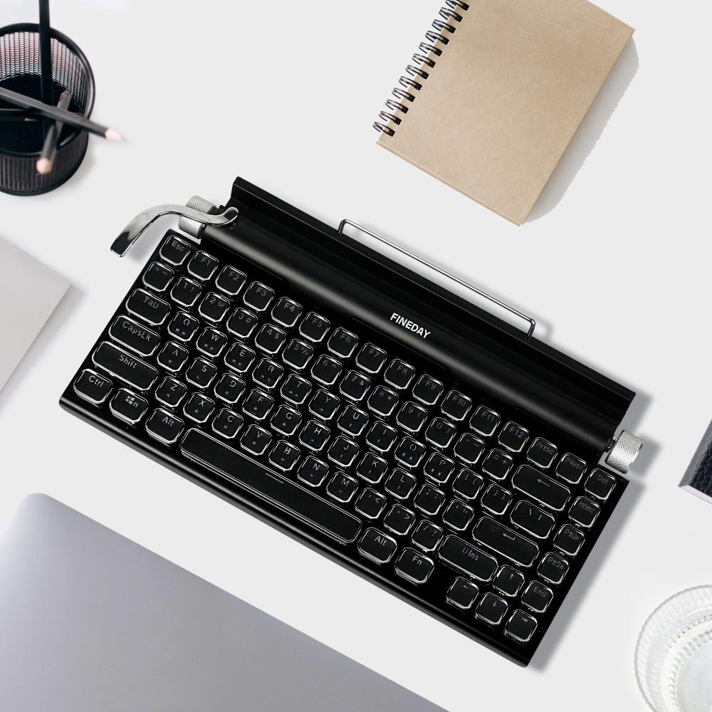 파인데이 키보드 1.0  타자기 키보드 레트로 블루투스 무선 기계식 블랙 사각 키캡