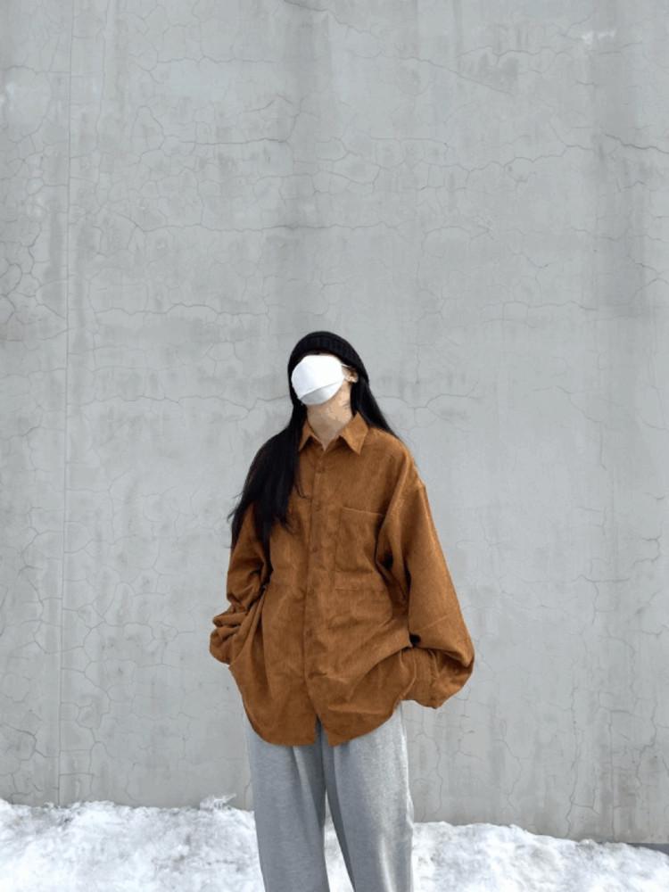 (3COLOR) 남녀공용 코듀로이 오버 셔츠
