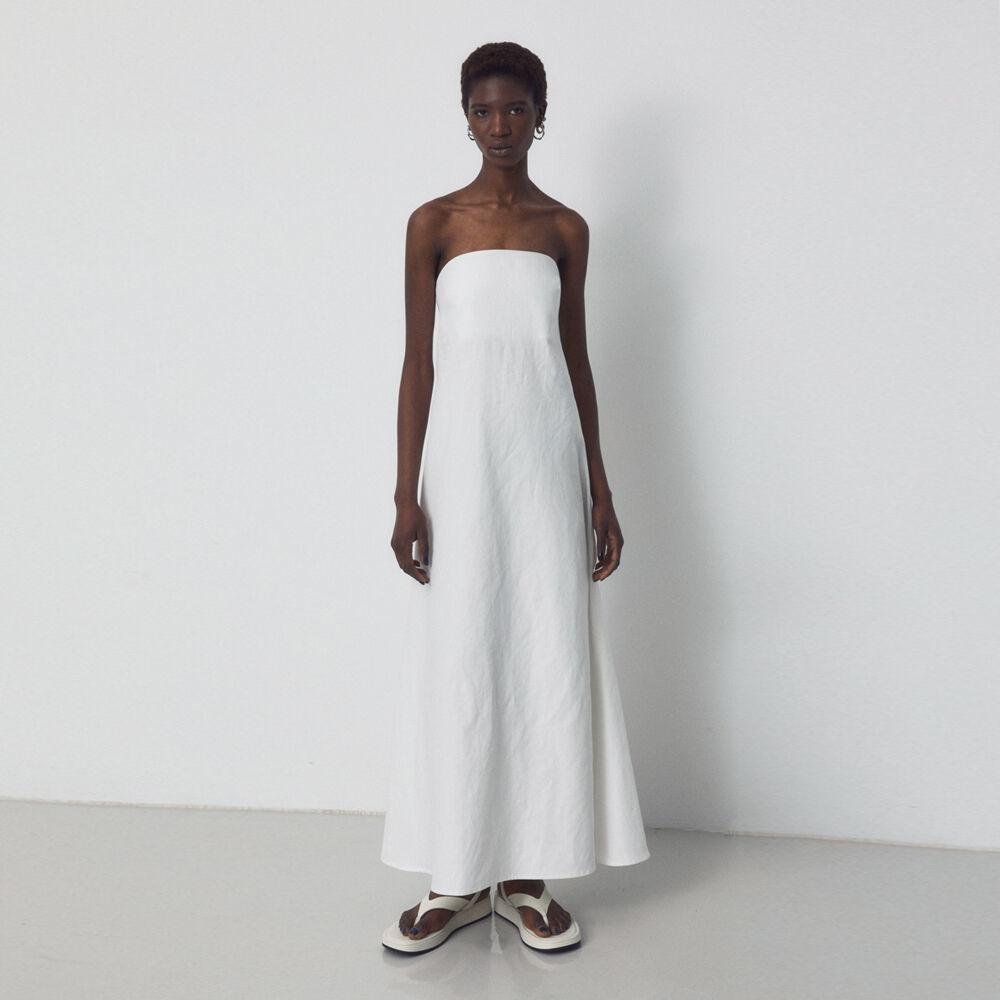 LINEN TUBE TOP DRESS_WHITE