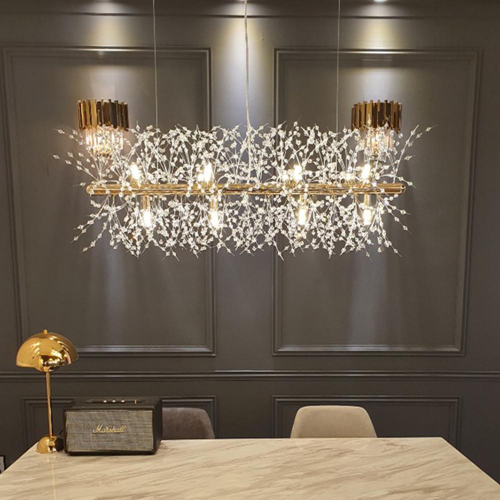 엘리사 일자형 12등 펜던트 삼색변환 식탁등 눈꽃 인테리어 조명 엘사