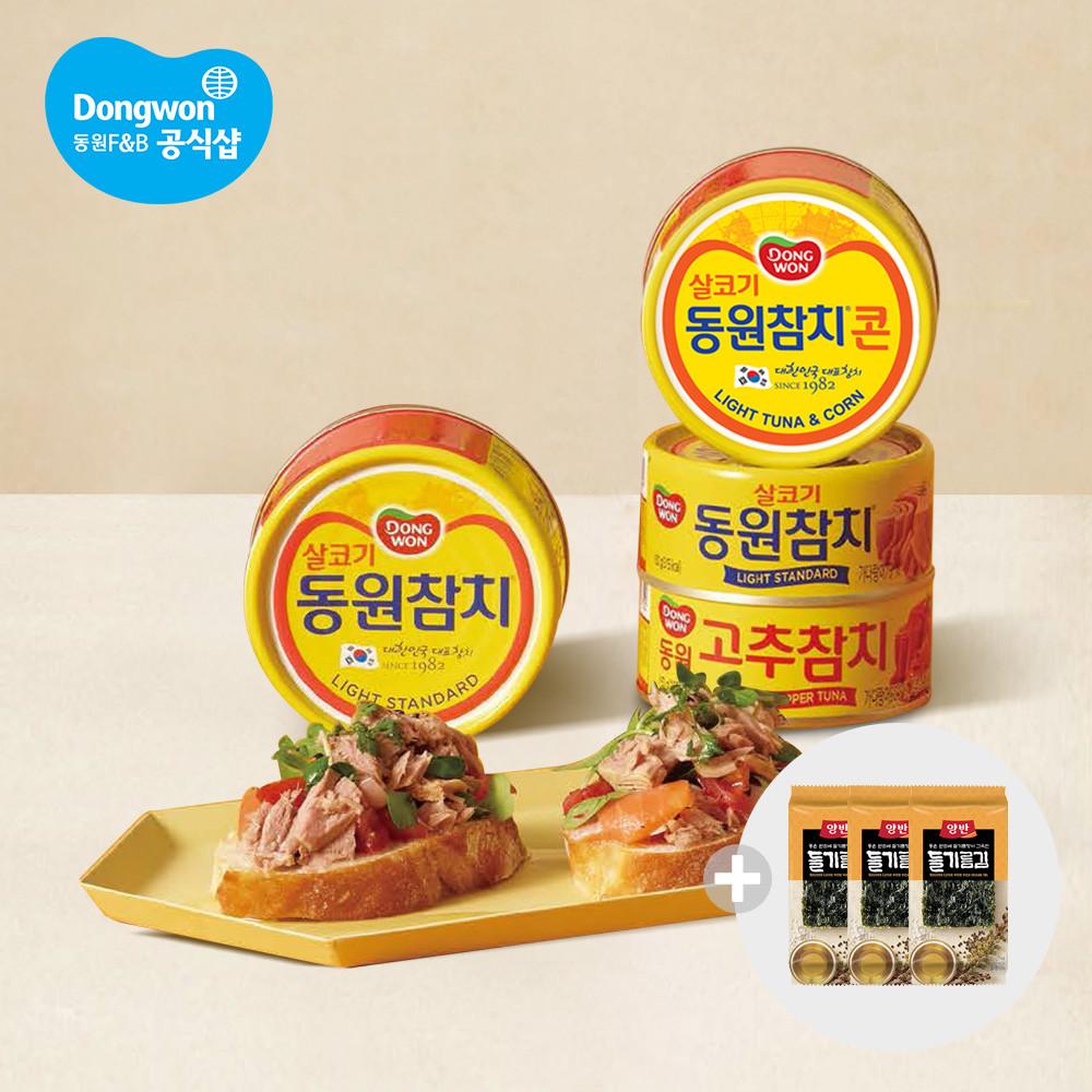 동원참치 85g 16캔 라이트스탠다드 고추 콘 + 들기름김 식탁3P(10매) 증정