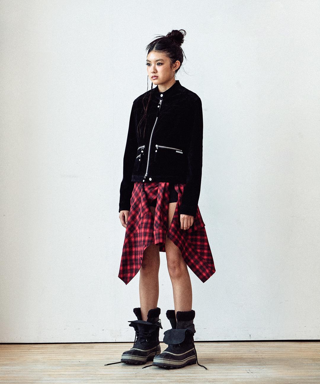 NON COLLAR SUEDE JACKET(W) BLACK