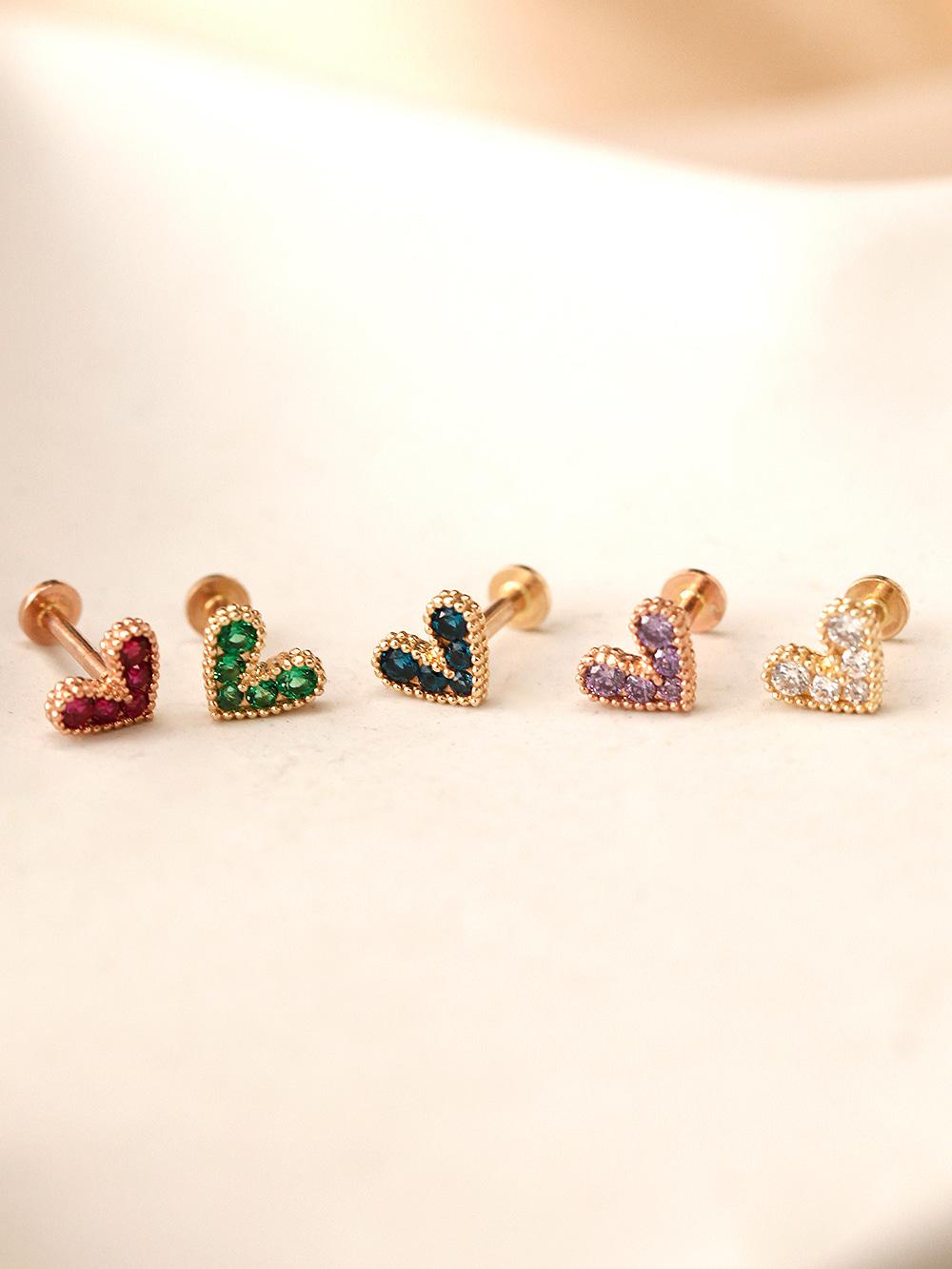 14K 인터널 블링 러블리 하트 라블렛 피어싱