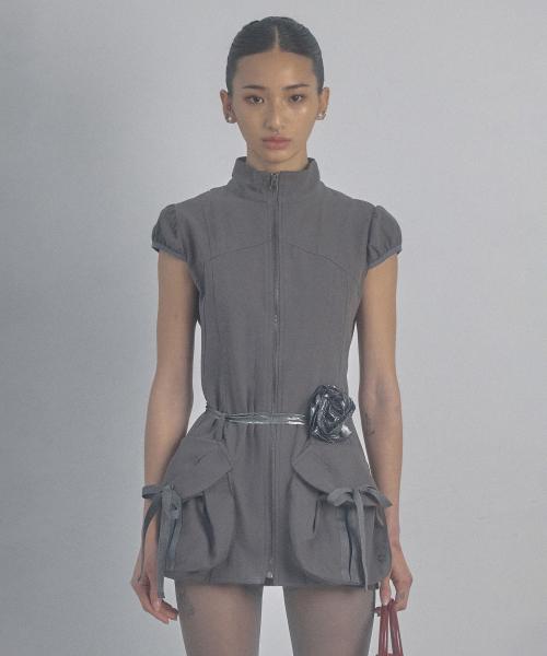 Cargo Zip-Up Dress Charcoal