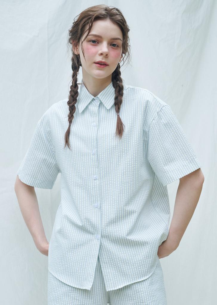 Seersucker Stripe Shirts [Blue]