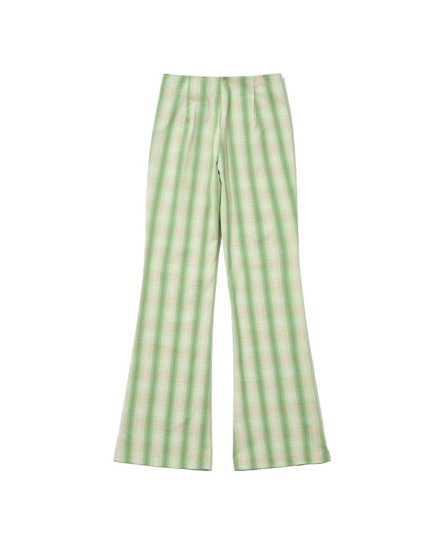 Check Bootcut Pants (green)
