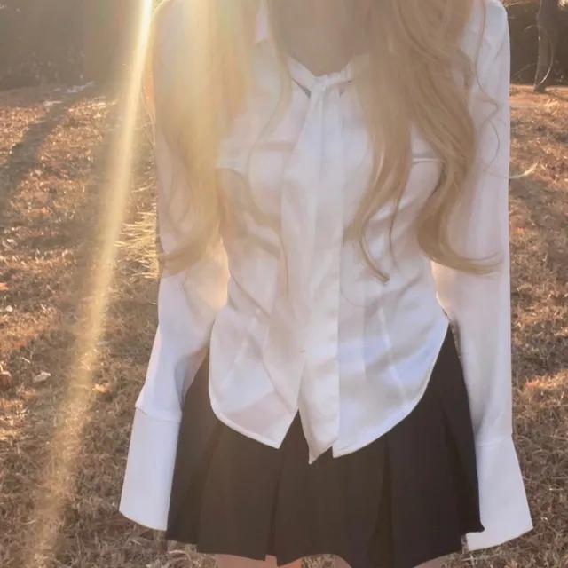 [당일출고/made]white tie shirt