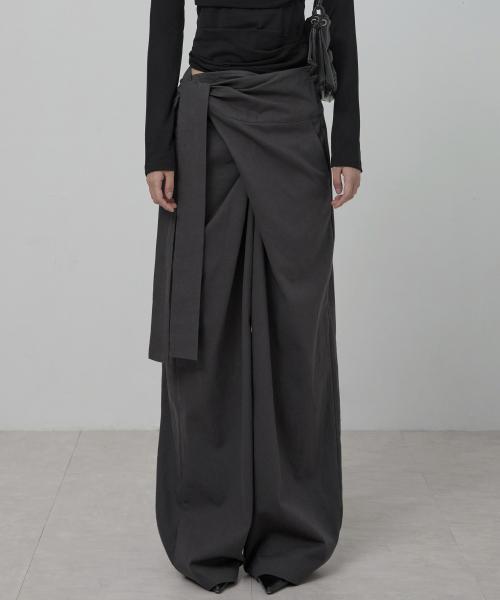 Layered Wrap Trousers (FL-255_Charcoal)