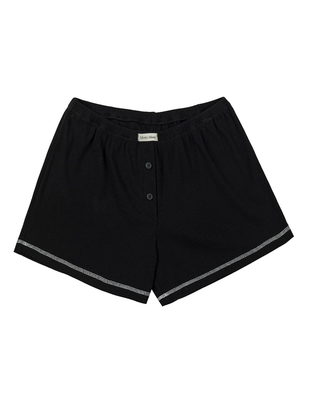 over stitch shorts(black)
