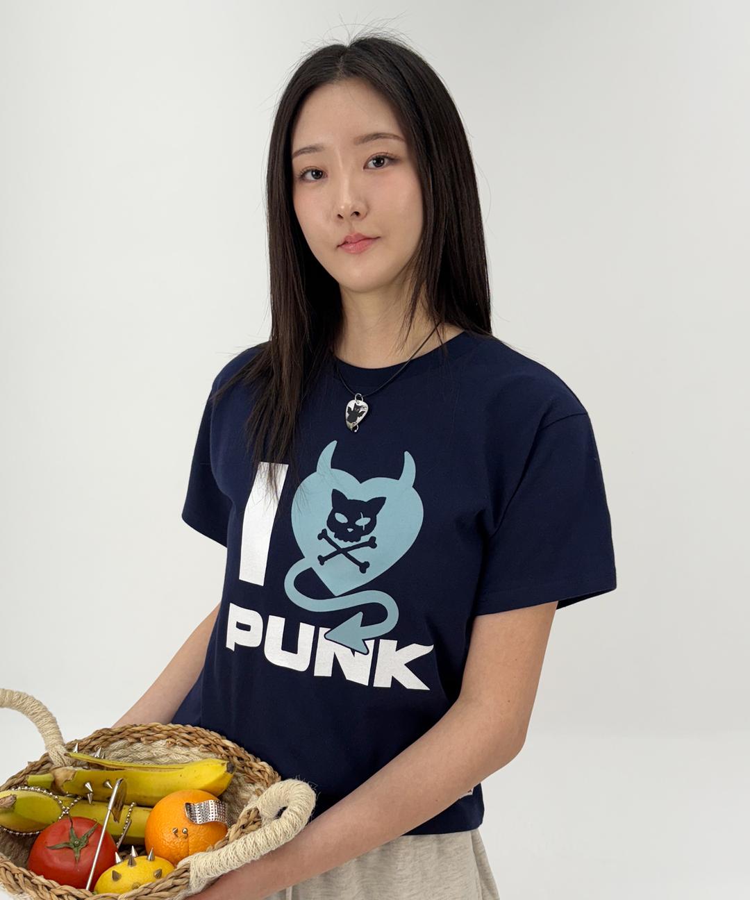 I PUNK DEVIL HEART T-SHIRT - [NAVY]