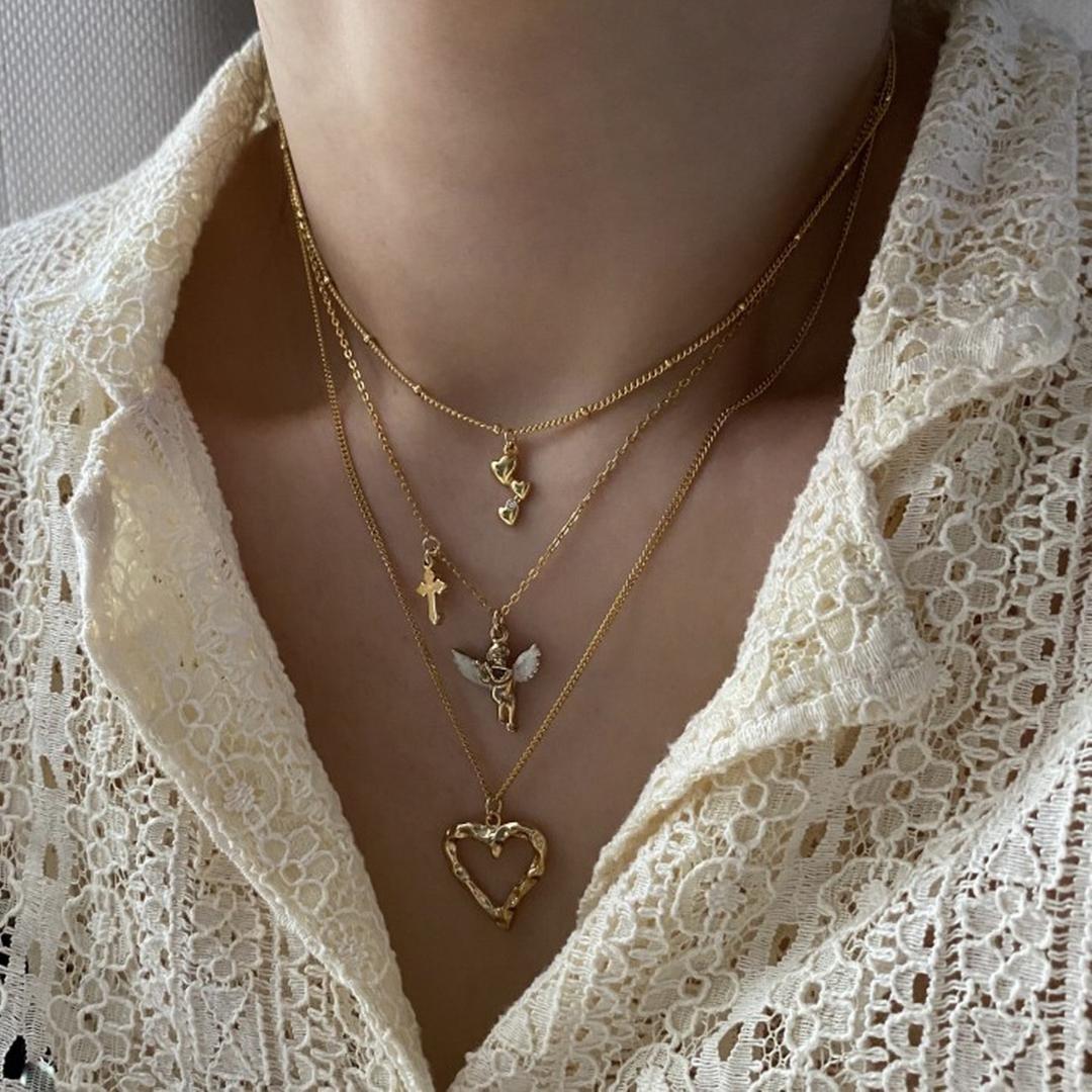 Acer rojo 분위기여신 써지컬목걸이 천사 하트 목걸이