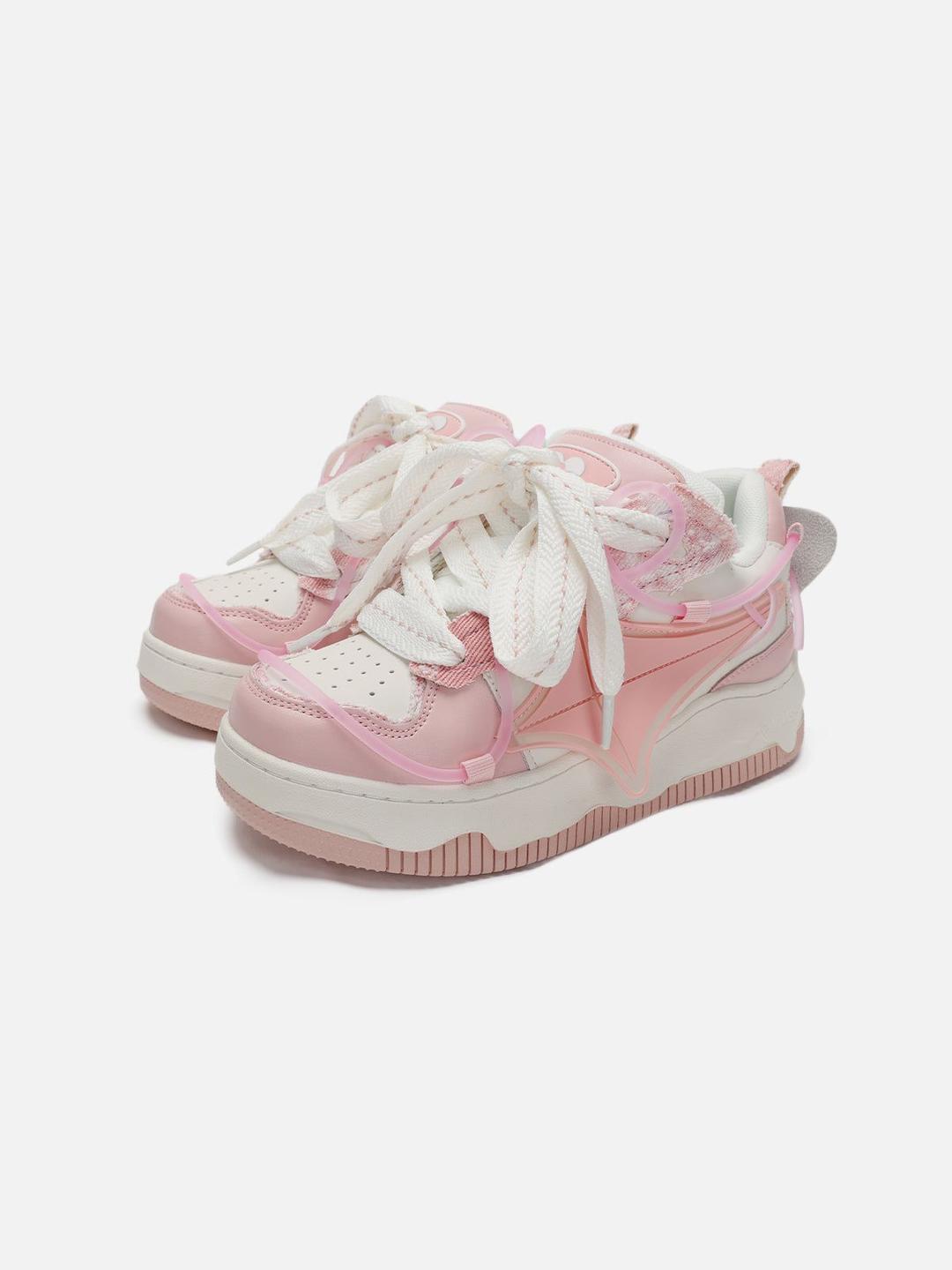 [Pre-Order] StarryClimb Color Blocking Patchwork Skate Shoes - Pink / 35