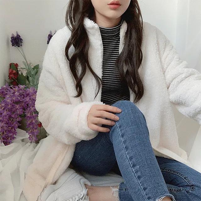 포그 베이직 루즈핏 양털 후리스 집업 (8color)