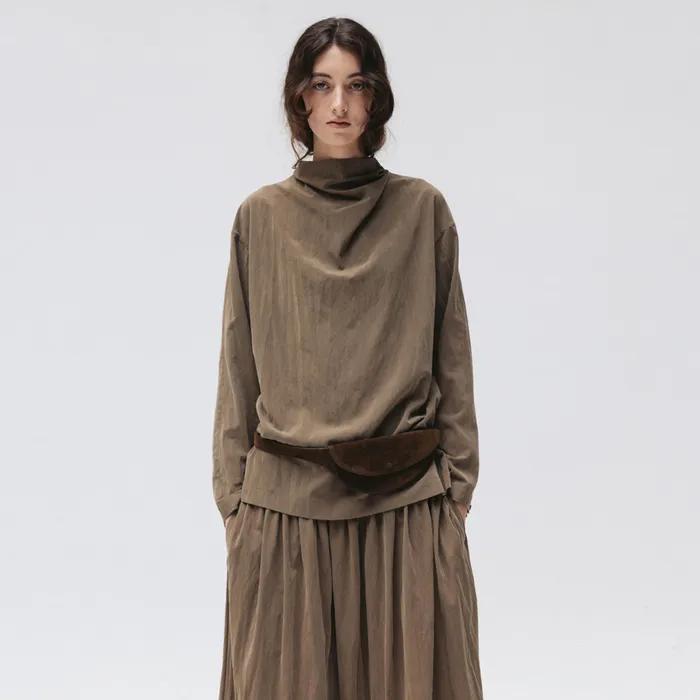 soft cowl blouse (brown)