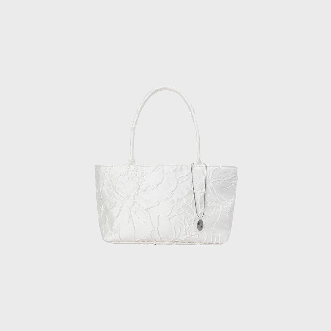 Flower Jacquard Tote Bag [White]