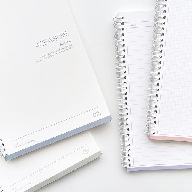 [2개SET] 4SEASON, 심플 B5 모눈 라인 PP 필기 공책 스프링노트