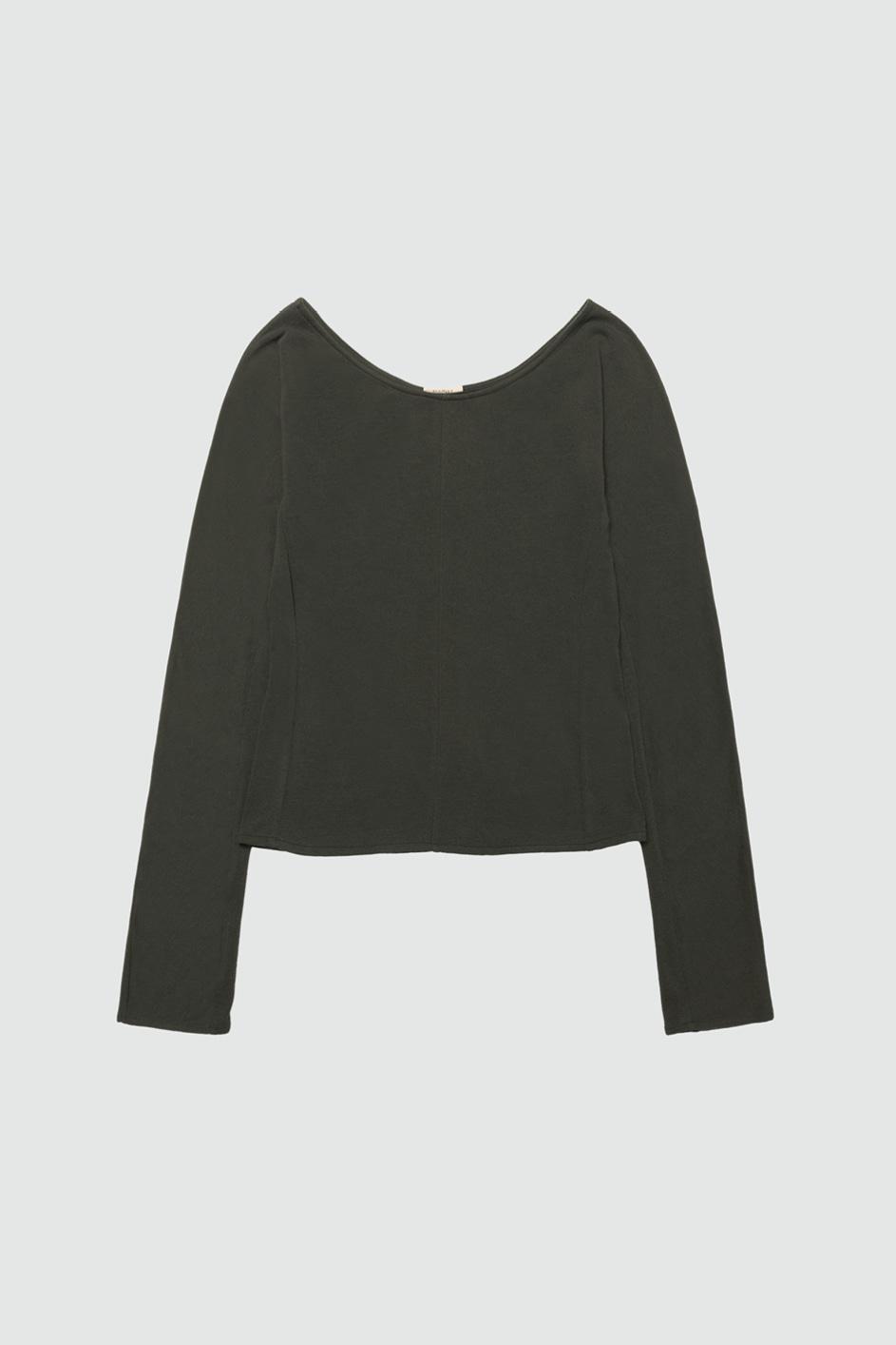WIDE NECK LONG SLEEVE TOP, GRAY