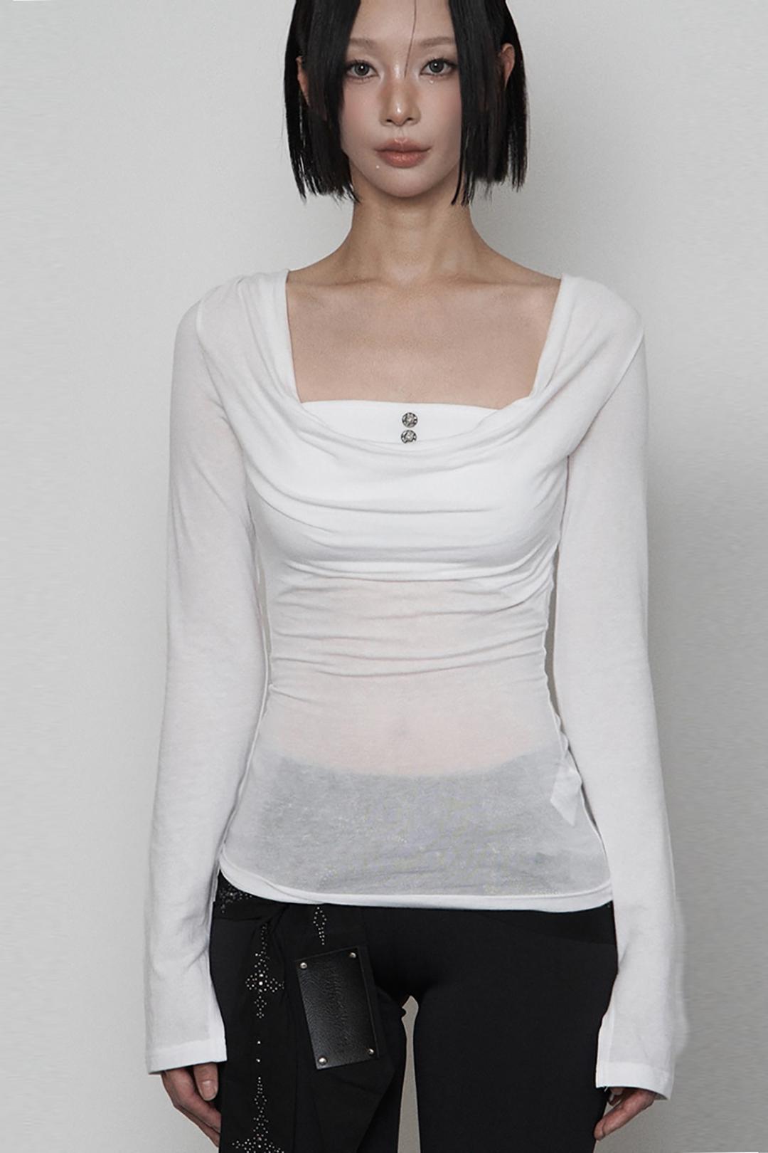 Drapped Layered Long Sleeve (WHITE)