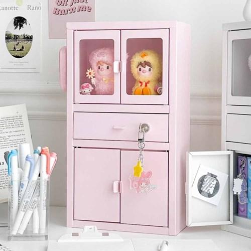 코튼캔디 파스텔 미니 캐비닛 철제 피규어 수납 정리함 4colors