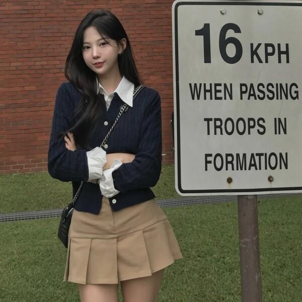 sugarrune 로우 플리츠 미니 스커트