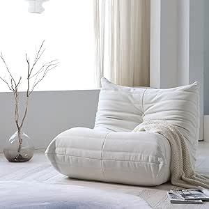 TIFLON Fireside Chair,Lazy Floor Sofa Couches,Teddy Velvet Lounge Chair, Accent Couch,Corner Chair Sofa for Living Room Bedroom Salon Office (Beige, 1Seat)
