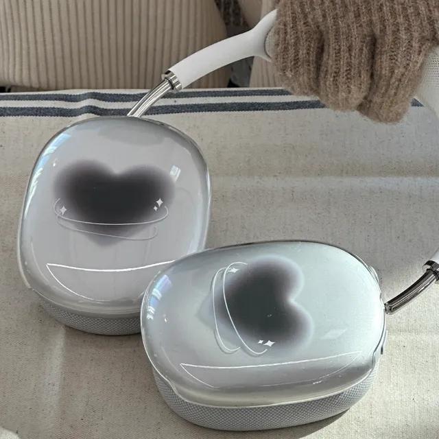 [하트 유니버스 에어팟맥스]애플 에어팟 맥스 전용 케이스 투명 하드 TPU 젤리 실리콘 보호 커버 클리어 풀커버 슬리브 보호 이어캡 파우치 보관 헤드밴드 헤드셋 기스방지