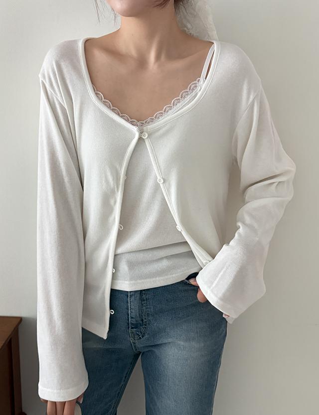 공구우먼 룰루 레이스 나시 가디건 세트 86818