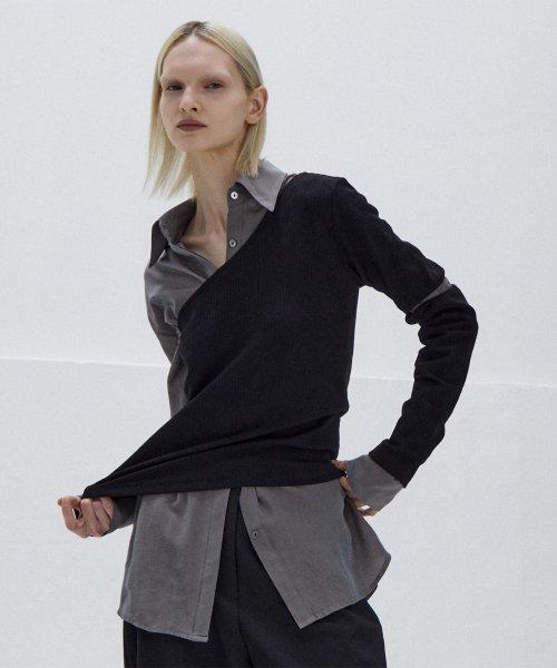 원 숄더 탑(블랙)