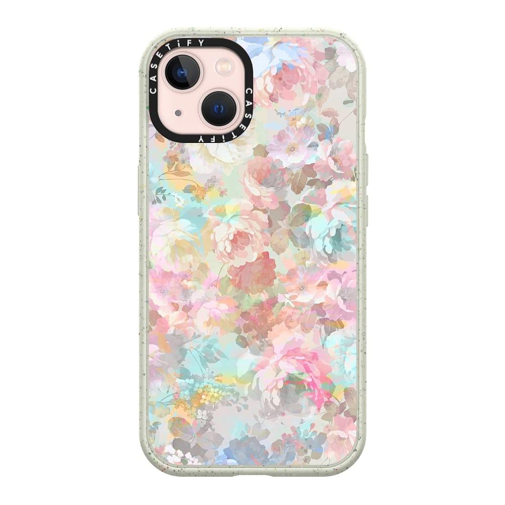 Shabby vintage pink baby blue watercolor floral